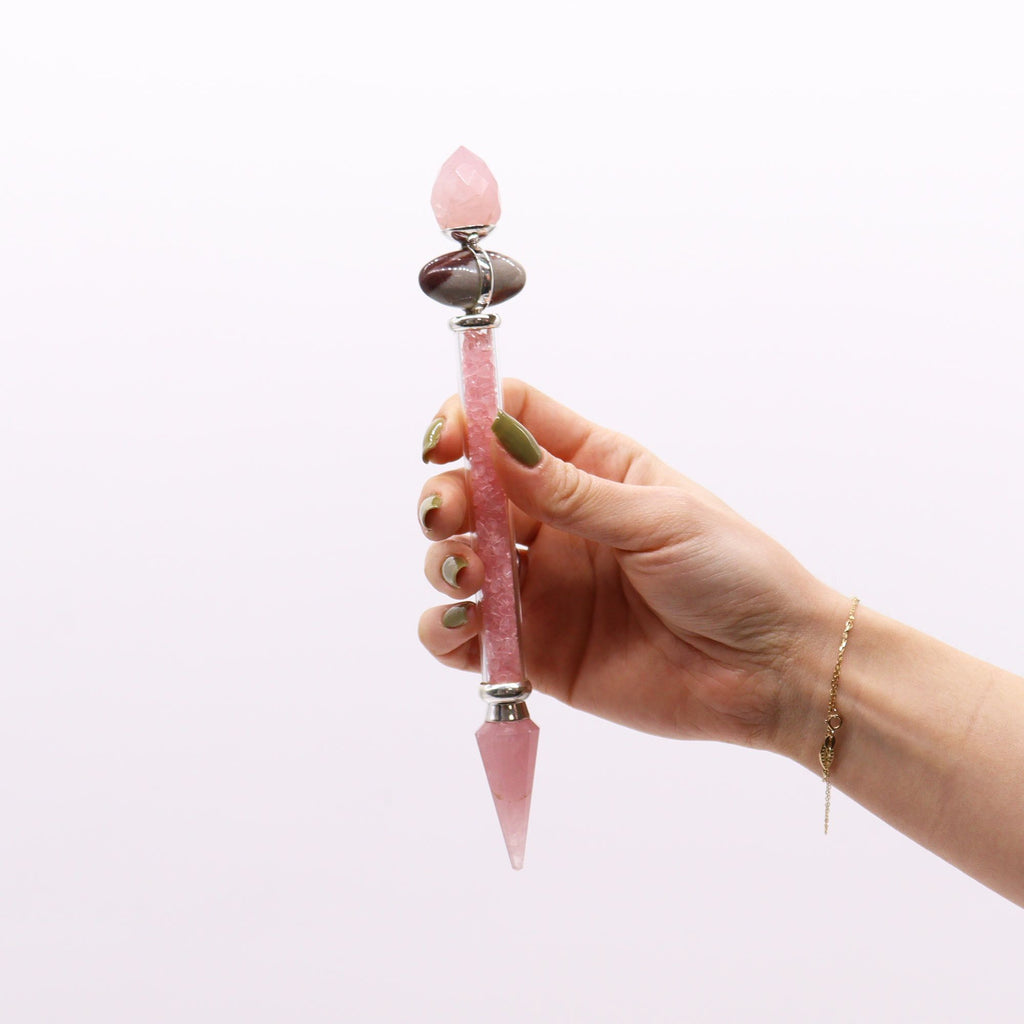 Baguette Shiva Lingam en quartz rose, thème de l’amour