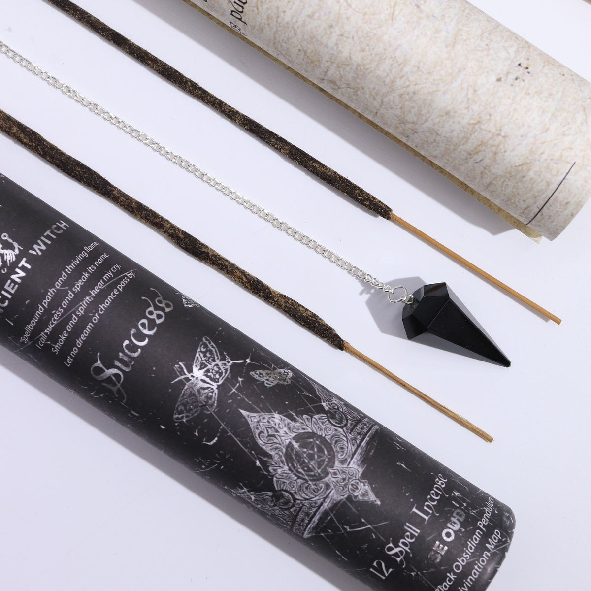 Encens rituel Ancient Witch – Réussite – Pendule en obsidienne noire