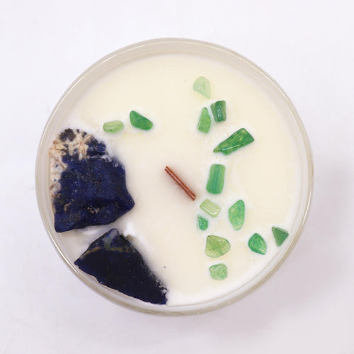 * Bougie Cristal Chakra de la Gorge – Sodalite & Jade