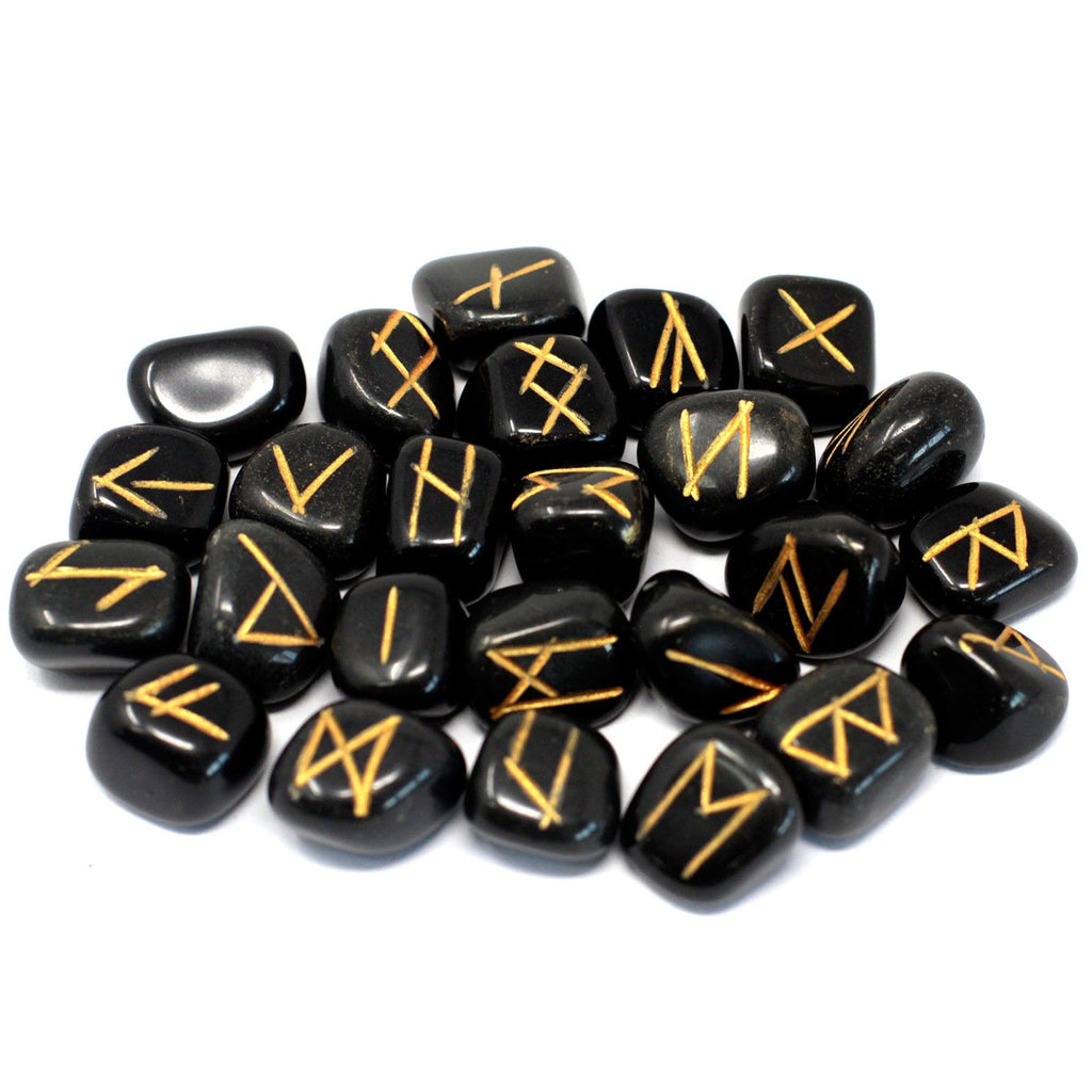 Set de Pierres Runiques en Pochette – Agate Noire