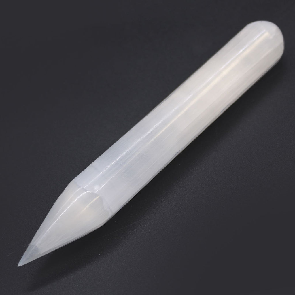 Baguette en Sélénite - 16 cm (Pointe à une Extrémité)