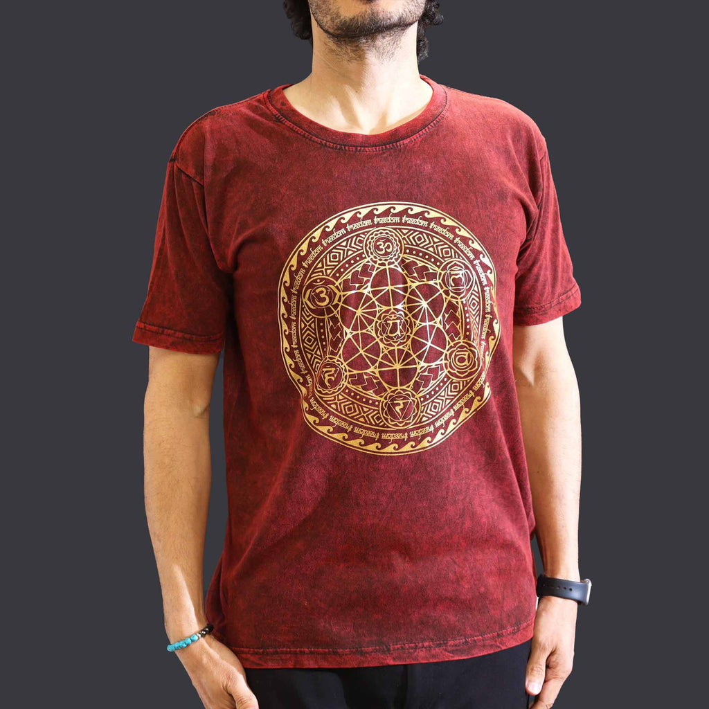 * T-Shirt en Coton Délavé Nomad Sari – Chakra – Bordeaux – M