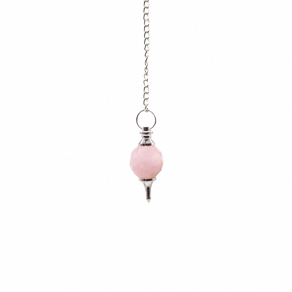 Pendule à facettes en quartz rose