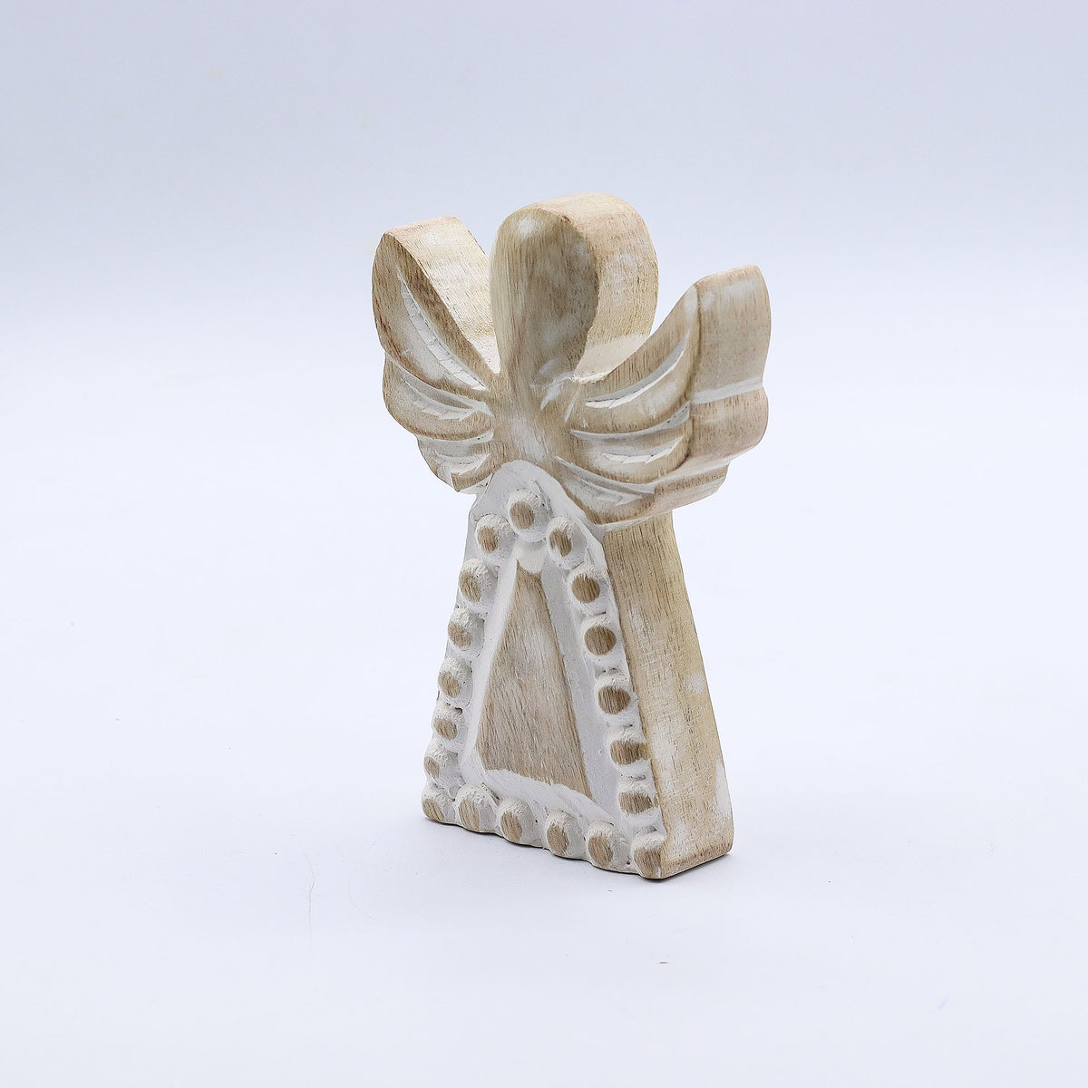 * Ange en bois de manguier – Finition blanchie