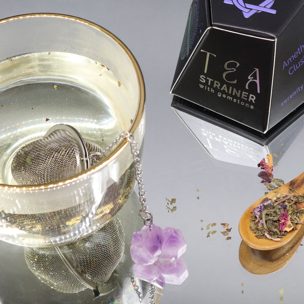 Infuseur à thé avec amas d’améthyste brute