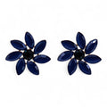 * Boucles d’oreilles fleurs en verre vintage – Bleu royal