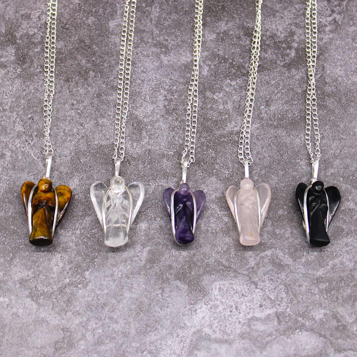 Pendentif ange gardien en améthyste - avec chaîne