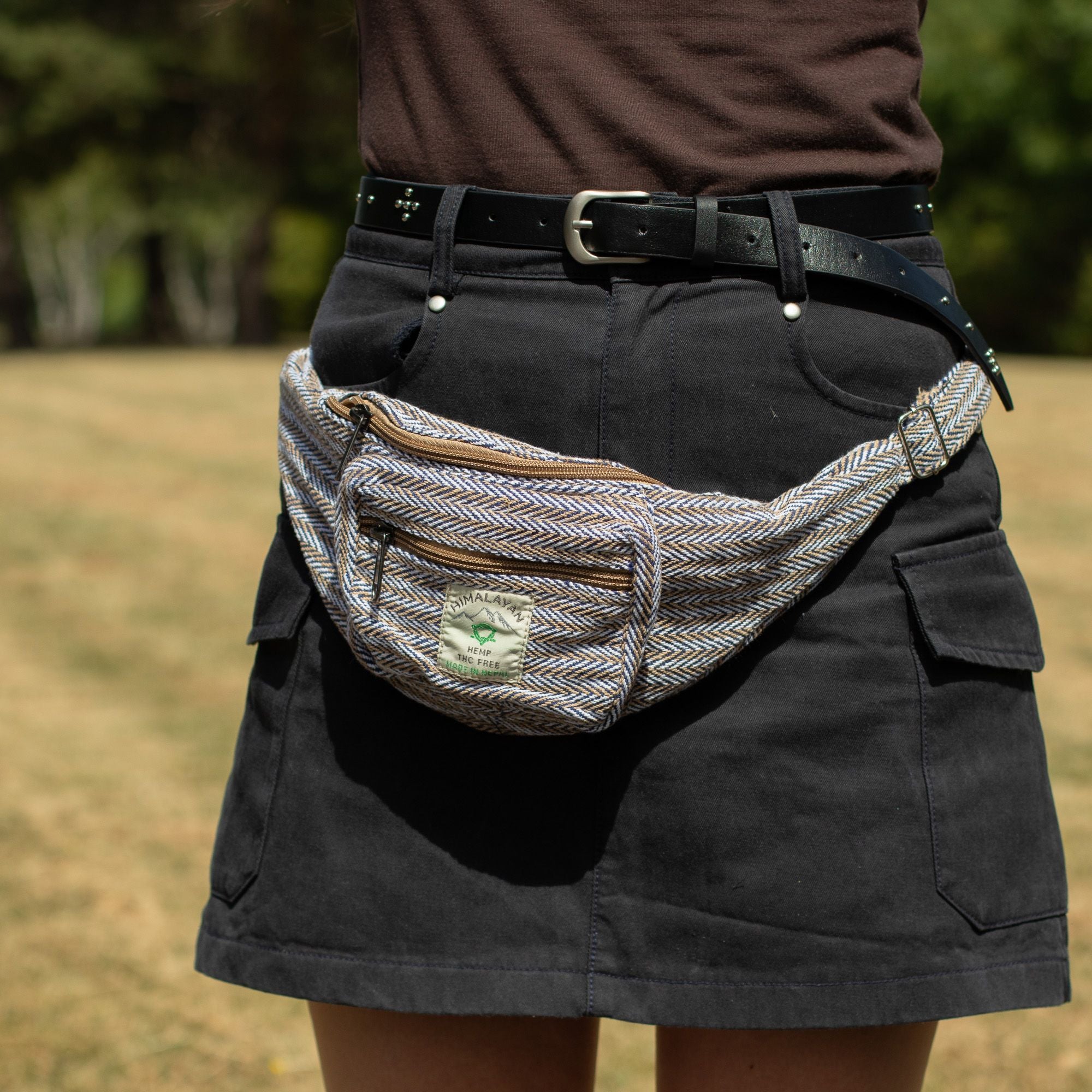 Sac Ceinture Style Chanvre & Coton — Bleu | Artisanal Népalais Éco-responsable