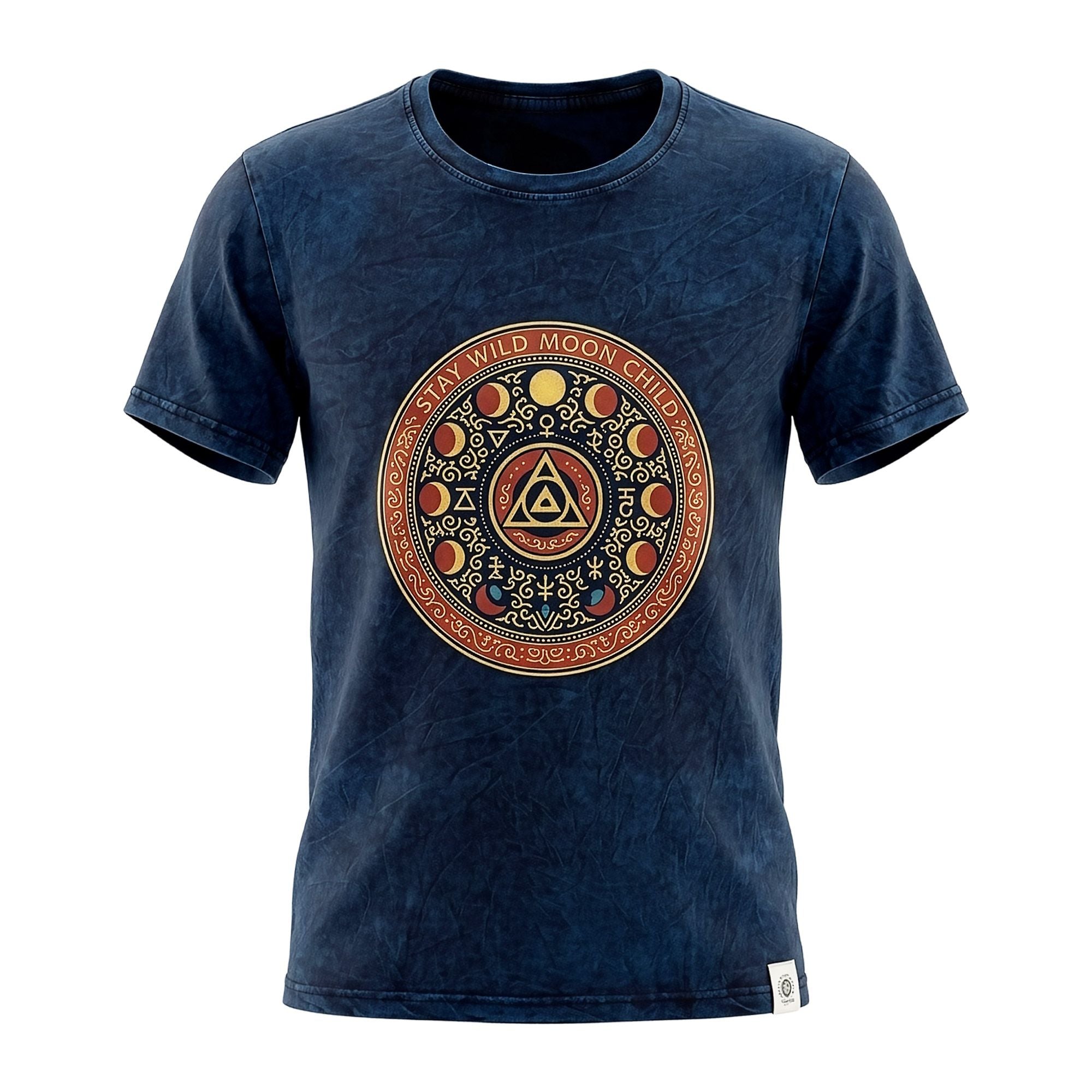 * T-Shirt en Coton Délavé Nomad Sari – Stay Wild Moon Child – Bleu – M