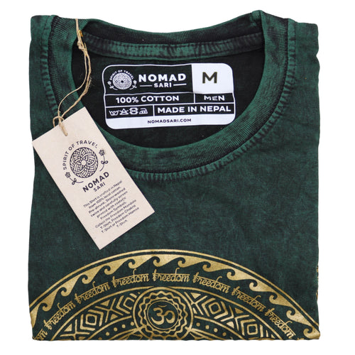 * T-Shirt en Coton Délavé Nomad Sari – Chakra – Vert – M