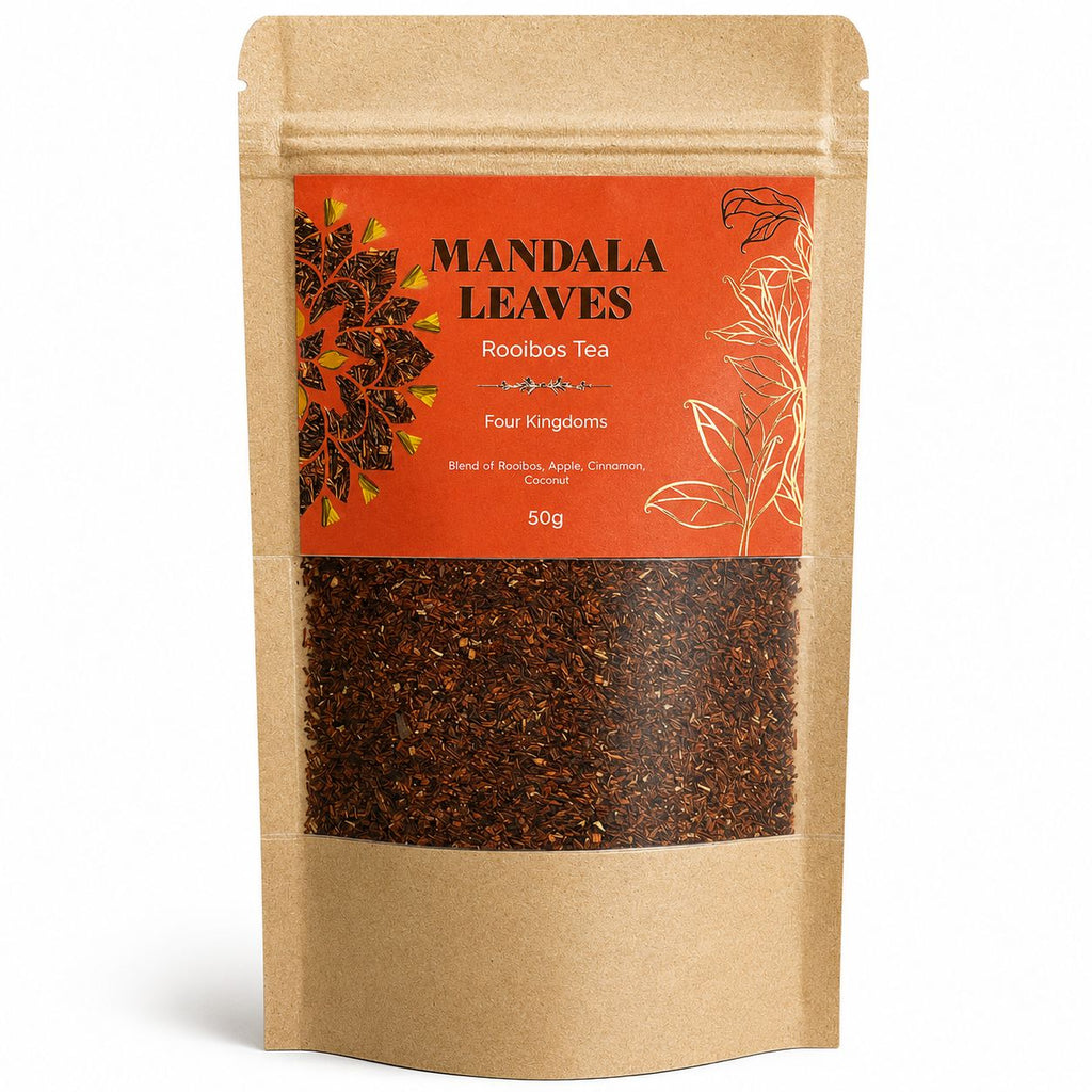 Quatre Royaumes 50g – Rooibos Pomme Cannelle Yaourt | Infusion Artisanale Sans Théine