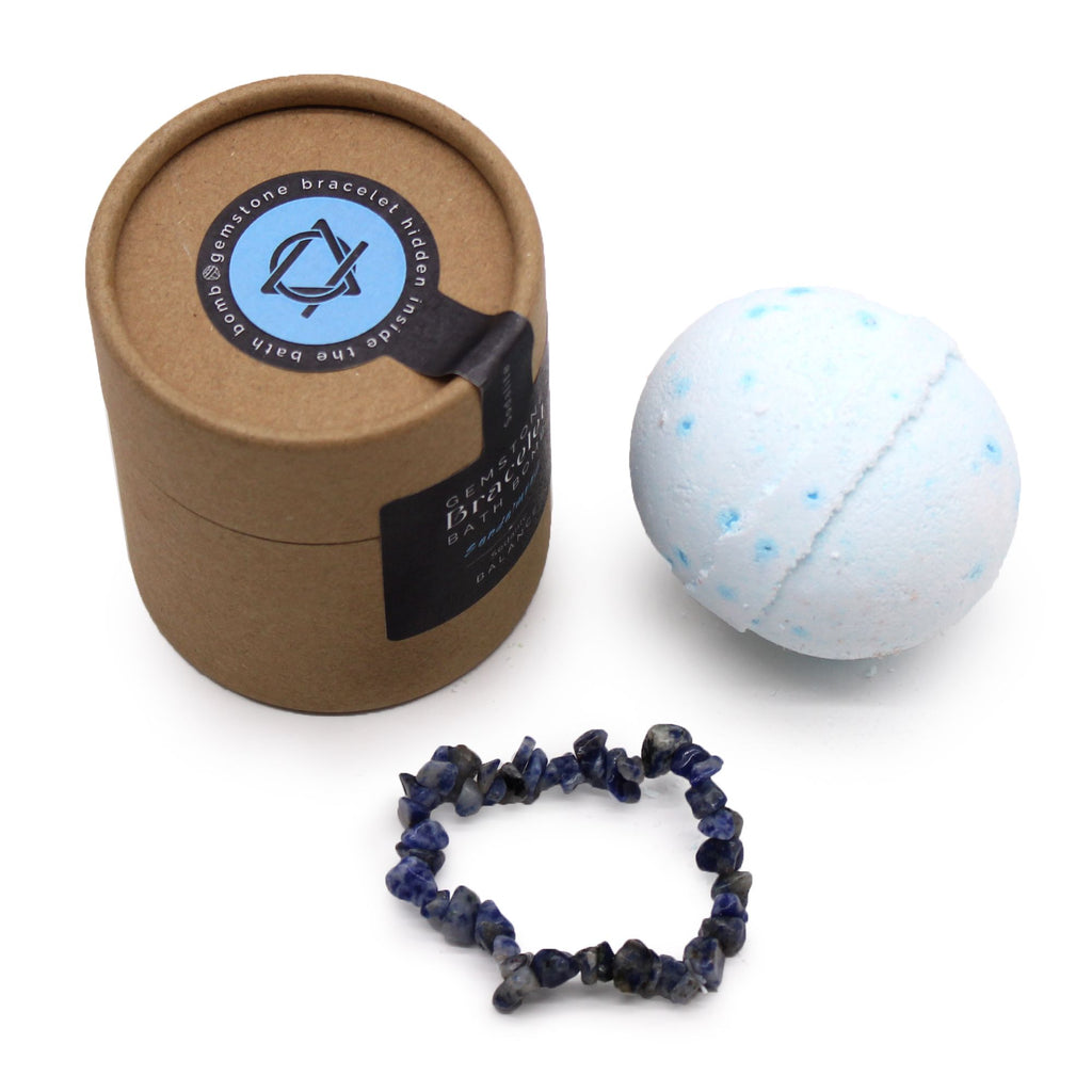 * Bombe de bain avec bracelet en sodalite – Bois de santal et sel marin