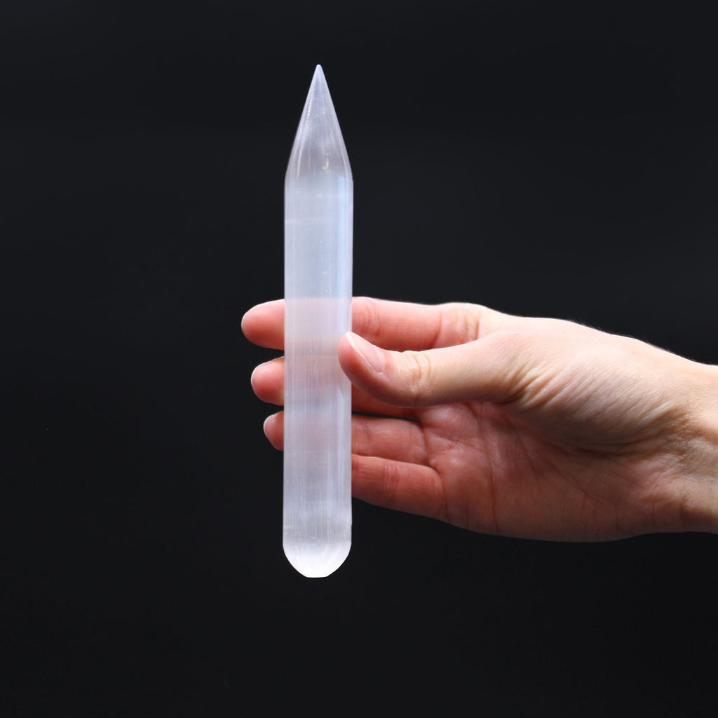 Baguette en Sélénite - 16 cm (Pointe à une Extrémité)
