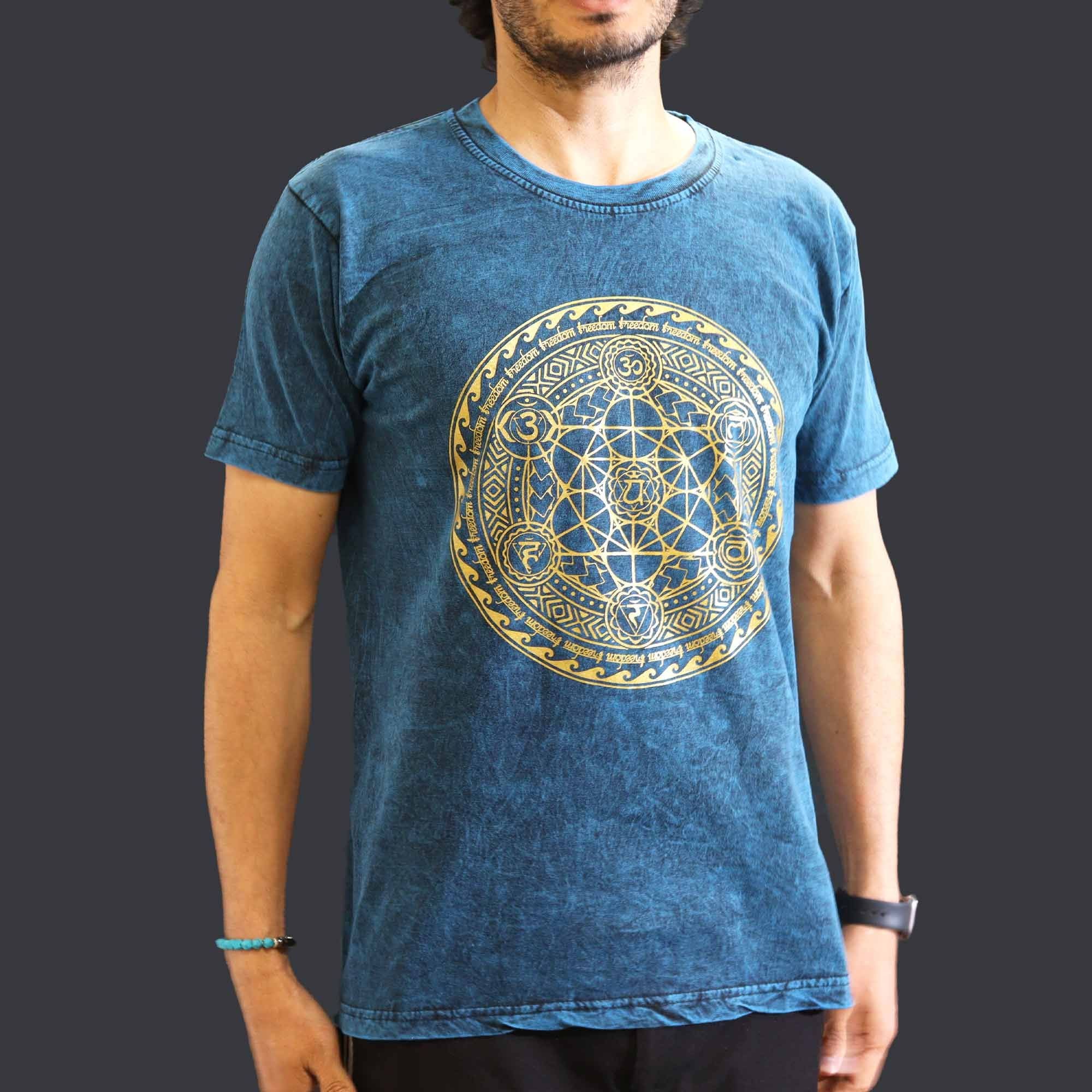 * T-Shirt en Coton Délavé Nomad Sari – Chakra – Bleu – M