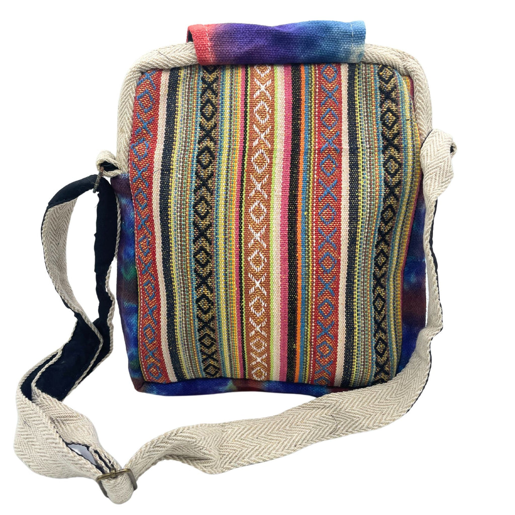 Sacoche Messenger Tie-Dye en Chanvre – 2 Zips & Rabat | Teinture Artisanale | Fait Main Népal