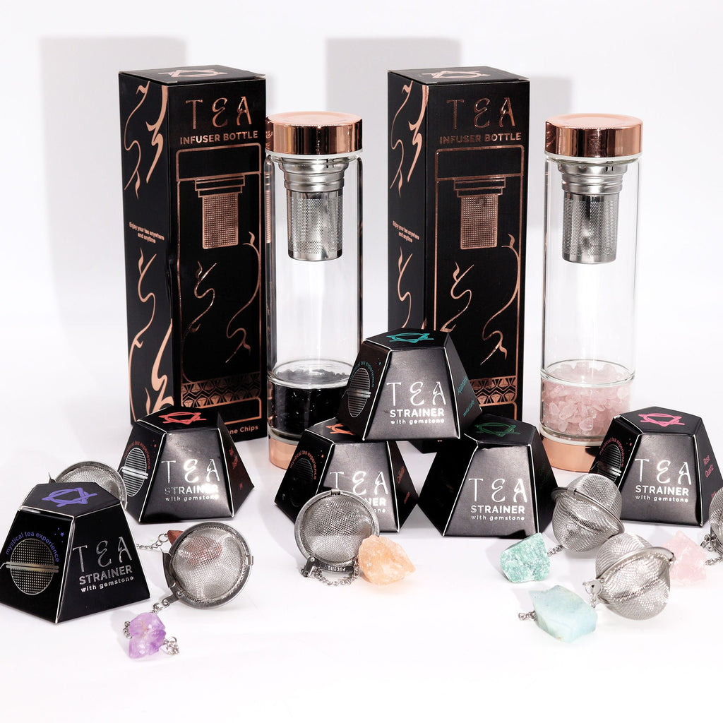 Infuseur à thé avec cristal brut de quartz rose