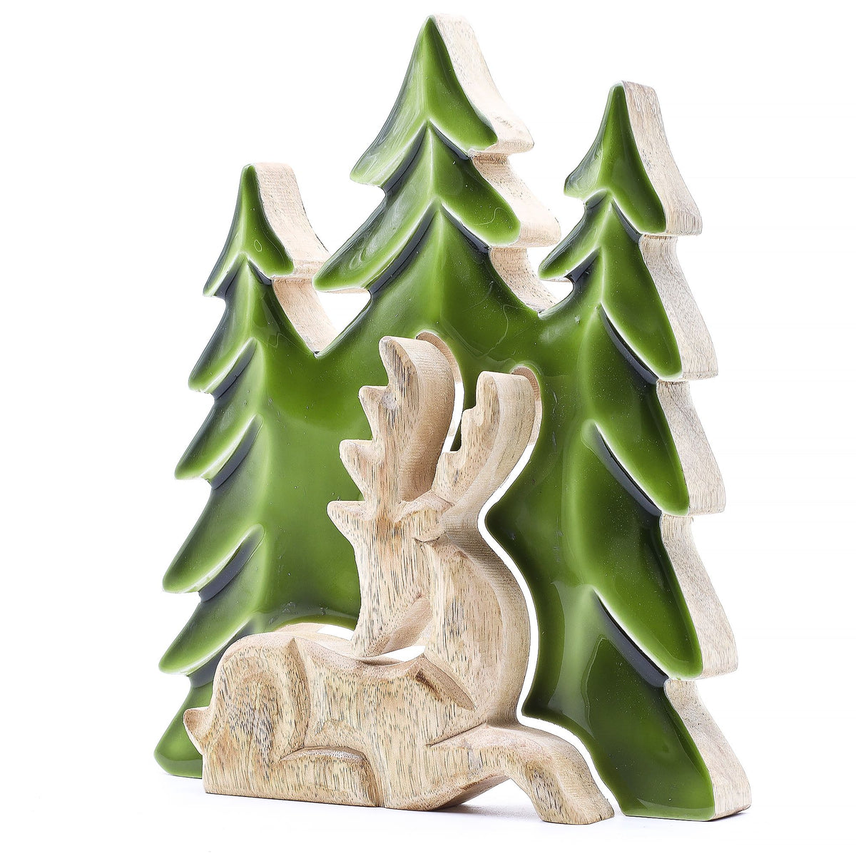* Perdu dans la forêt – Décoration en bois 3D Cerf dans la forêt – 23 × 20 cm