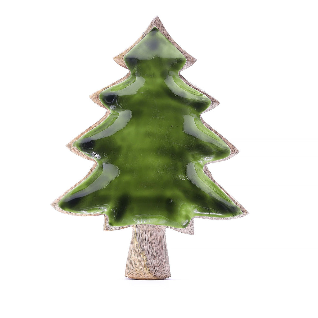 * Perdu dans la forêt – Bol en bois émaillé en forme de sapin – 25 × 19 cm