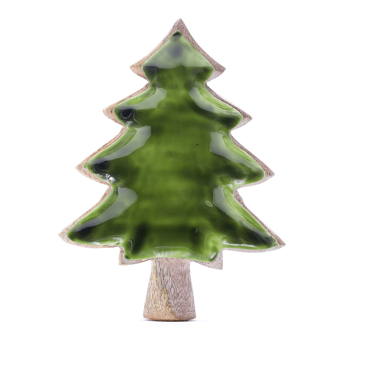* Perdu dans la forêt – Bol en bois émaillé en forme de sapin – 25 × 19 cm