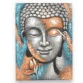 * Tableau Bouddha argenté et fleur or rose, 75 × 55 cm