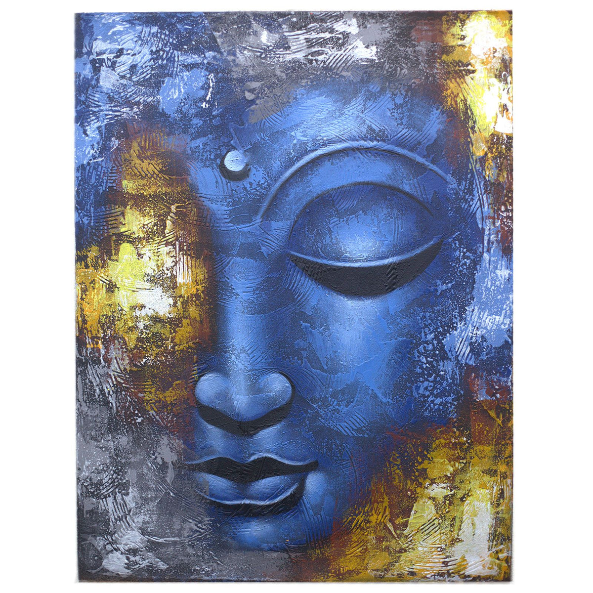 * Tableau Bouddha au visage bleu, style abstrait, 60 × 80 cm