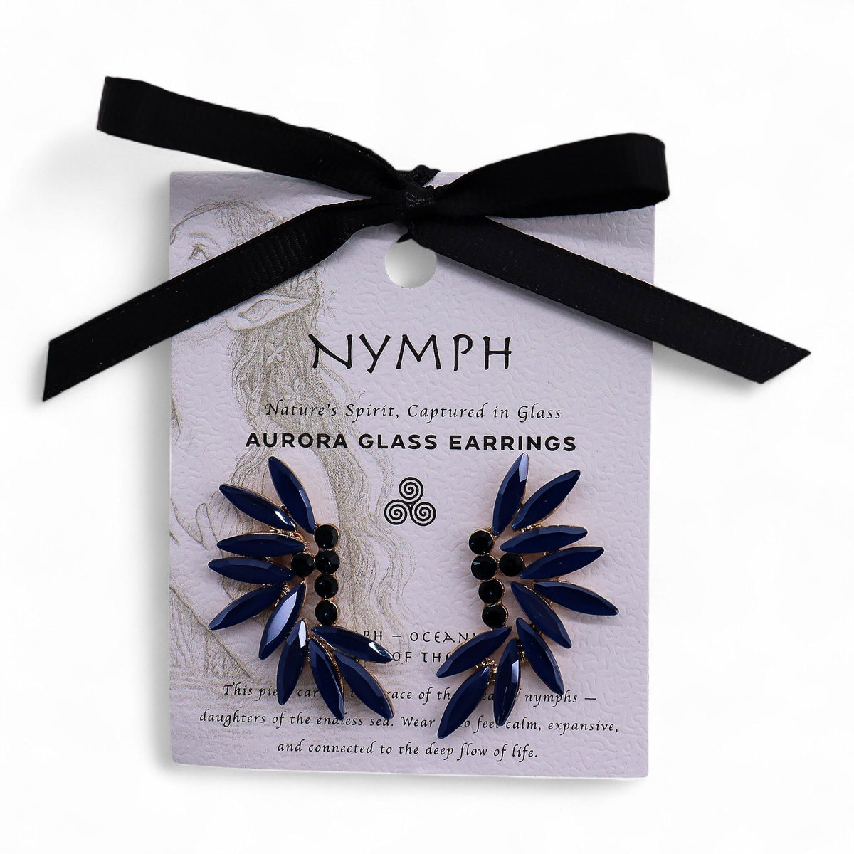 * Boucles d’oreilles fées en verre vintage – Bleu royal