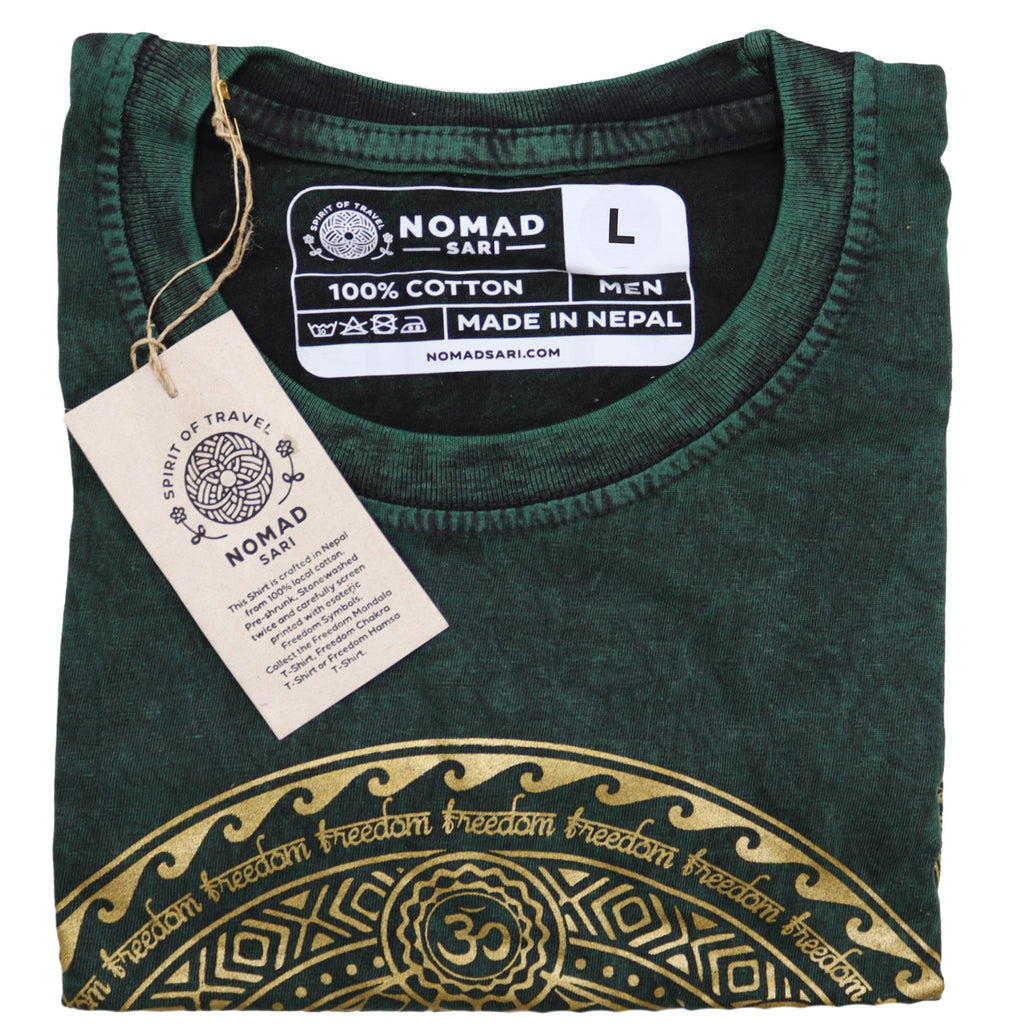 * T-Shirt en Coton Délavé Nomad Sari – Chakra – Vert – L