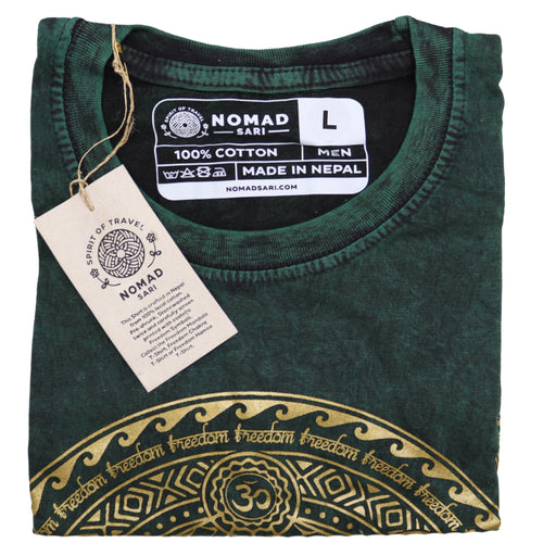 * T-Shirt en Coton Délavé Nomad Sari – Chakra – Vert – L