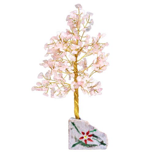 Arbre décoratif en quartz rose, 320 pierres