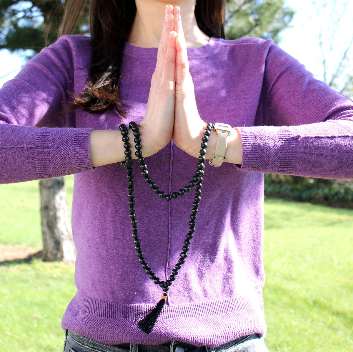 * Mala de 108 perles en agate noire