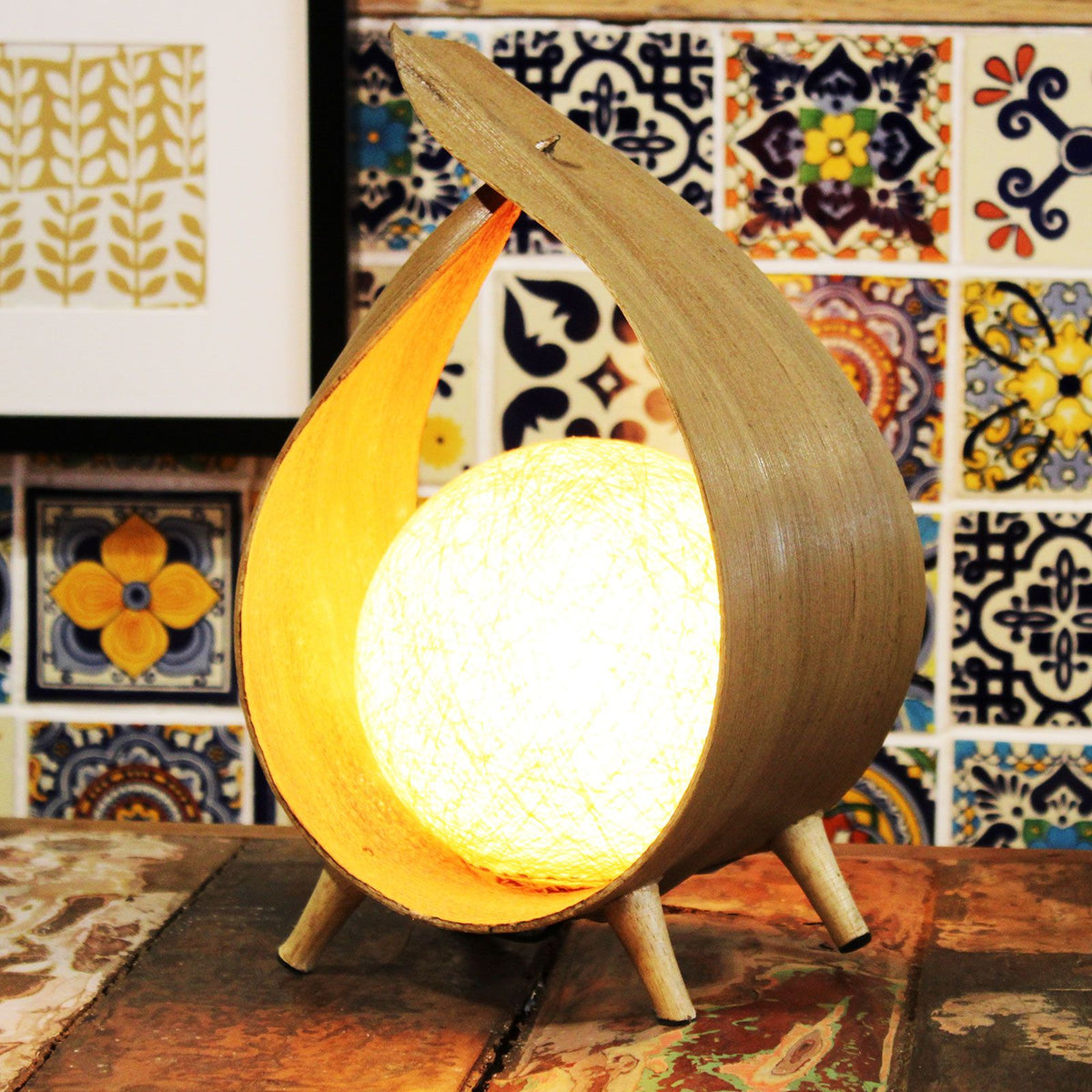 * Lampe naturelle en feuille de cocotier, boucle naturelle