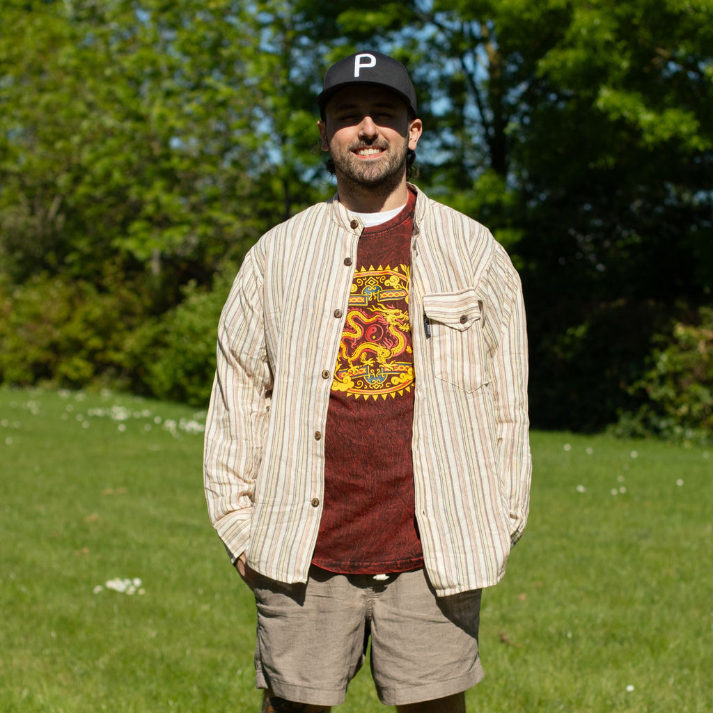 * T-Shirt en Coton Délavé Nomad Sari – Mandala Dragon – Bordeaux – L