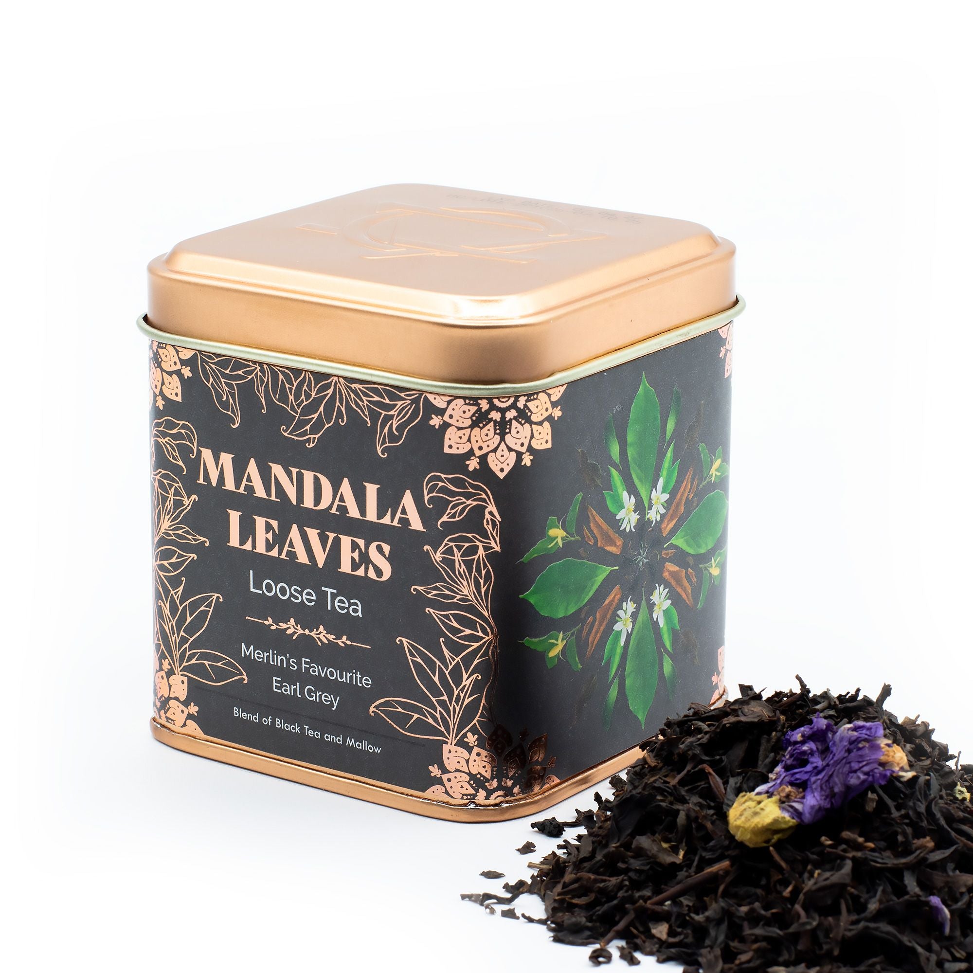Thé Earl Grey Préféré de Merlin 50g – Thé Noir Bergamote & Fleurs de Mauve | Boîte Métallique