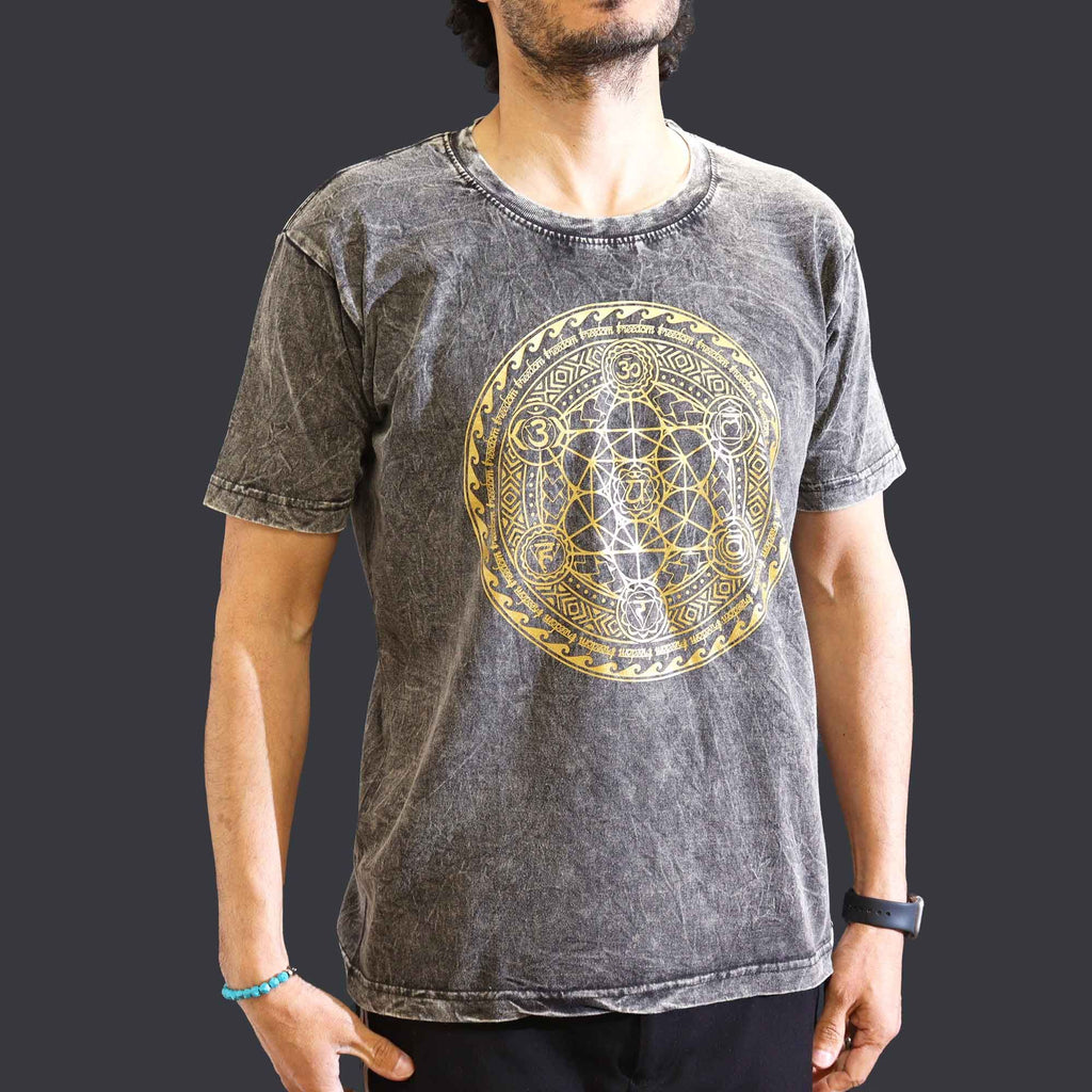 * T-Shirt en Coton Délavé Nomad Sari – Chakra – Gris Foncé – M