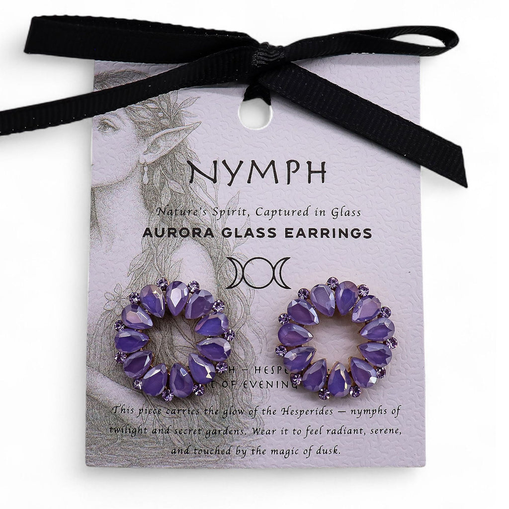 * Boucles d’oreilles anneaux en verre vintage – Lavande