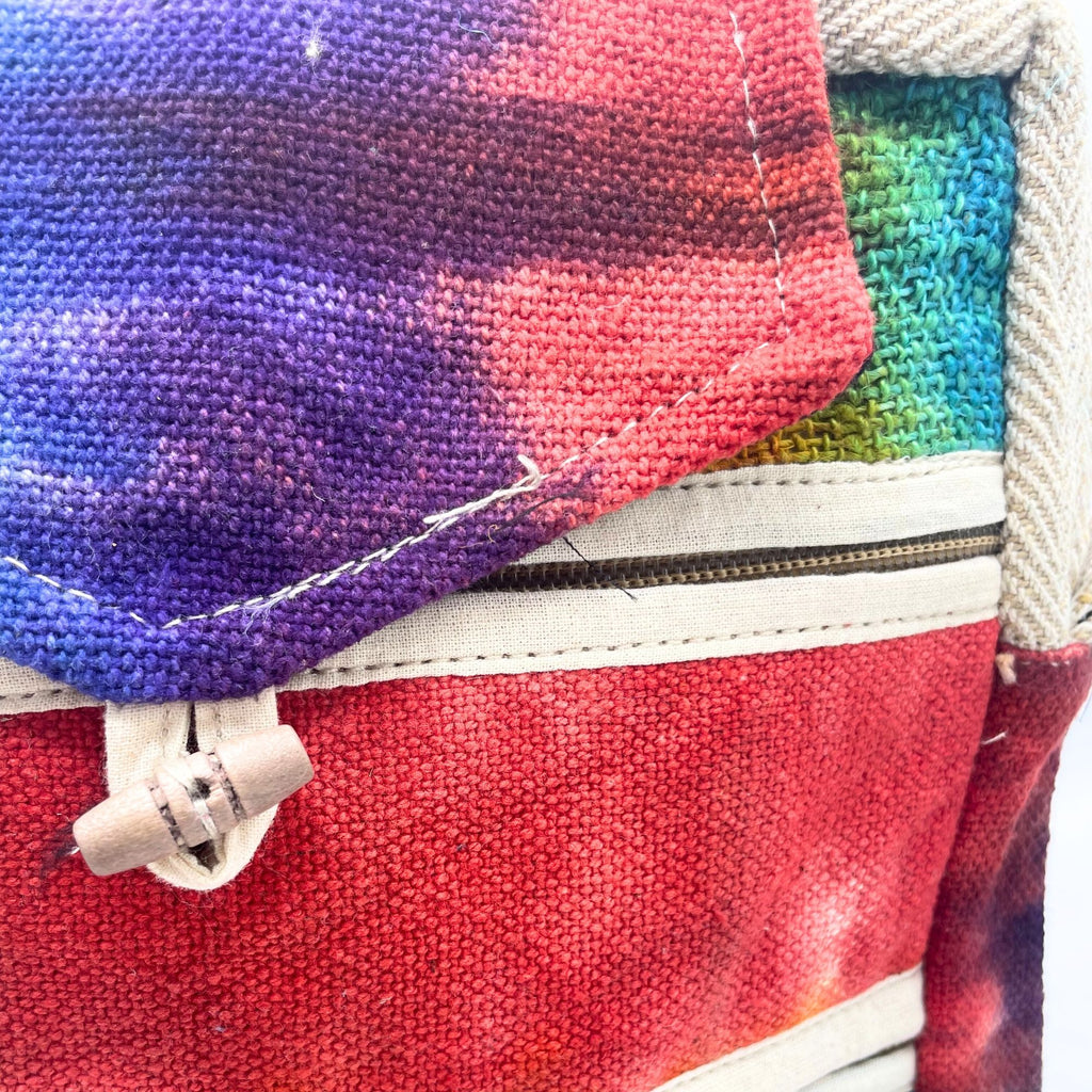 Sacoche Messenger Tie-Dye en Chanvre – 2 Zips & Rabat | Teinture Artisanale | Fait Main Népal