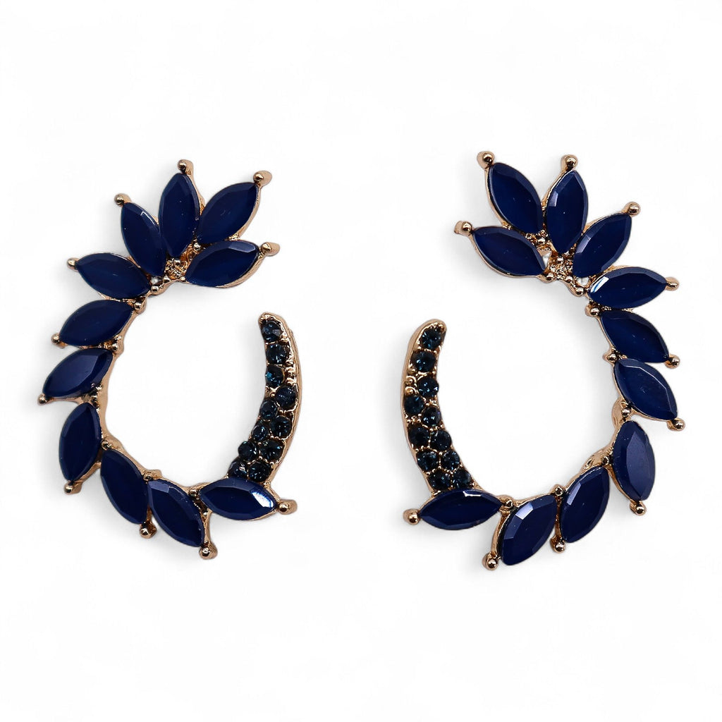 * Boucles d’oreilles créoles en verre vintage bleu royal