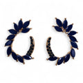 * Boucles d’oreilles créoles en verre vintage bleu royal