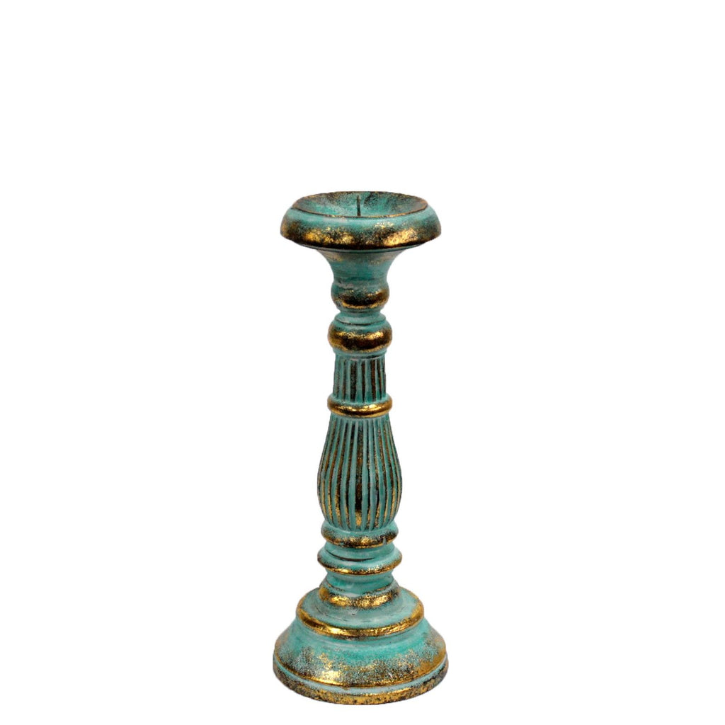Petit bougeoir – Turquoise et doré