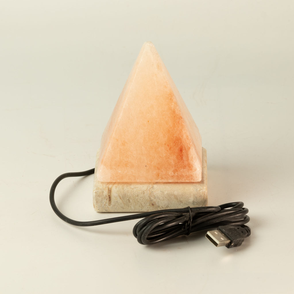 * Lampe en sel de l’Himalaya USB en forme de pyramide, 9 cm, lumière multicolore