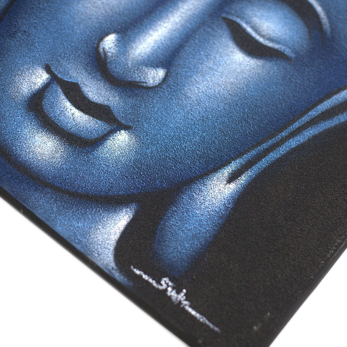 * Tableau Bouddha bleu avec finition sablée, 60 × 80 cm