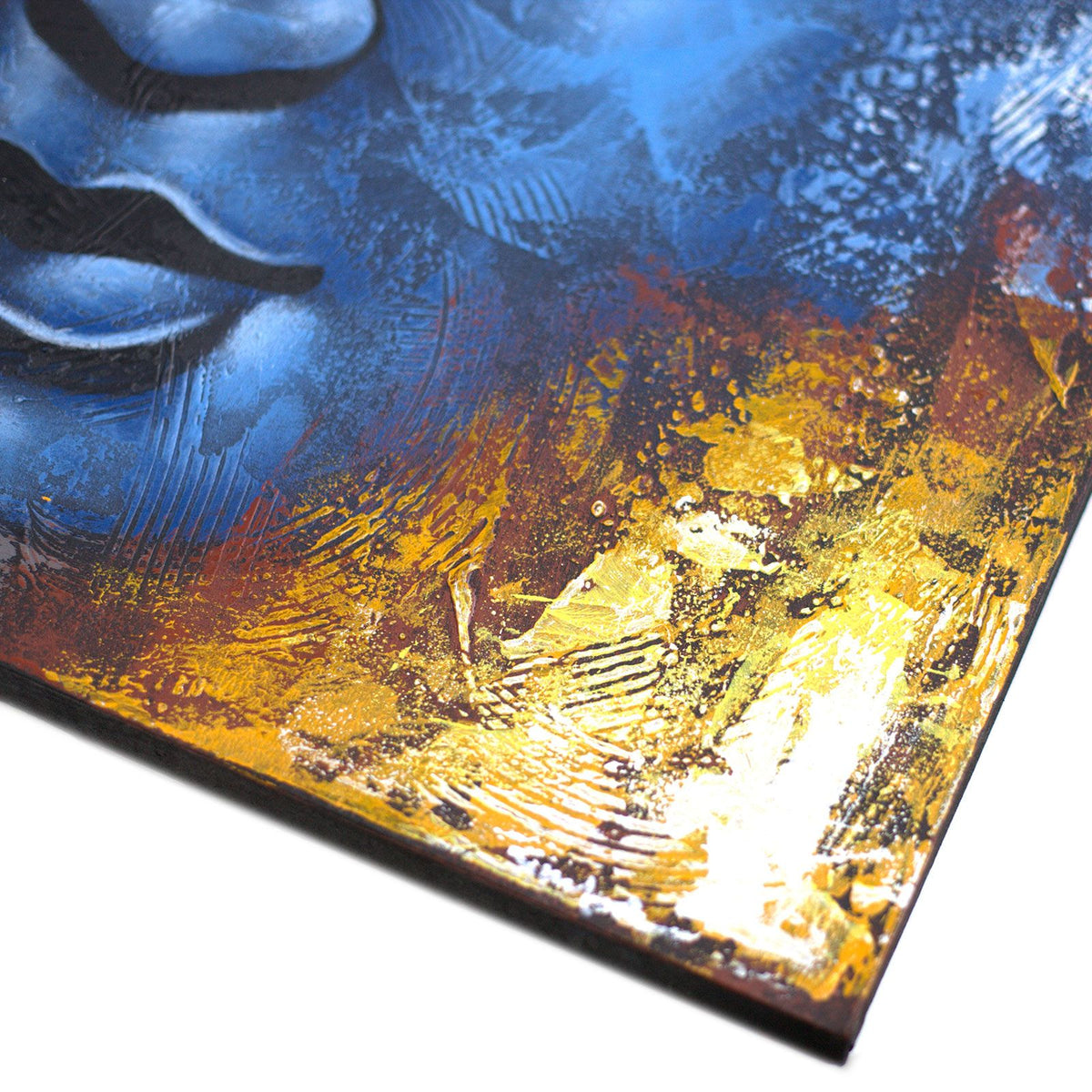 * Tableau Bouddha au visage bleu, style abstrait, 60 × 80 cm