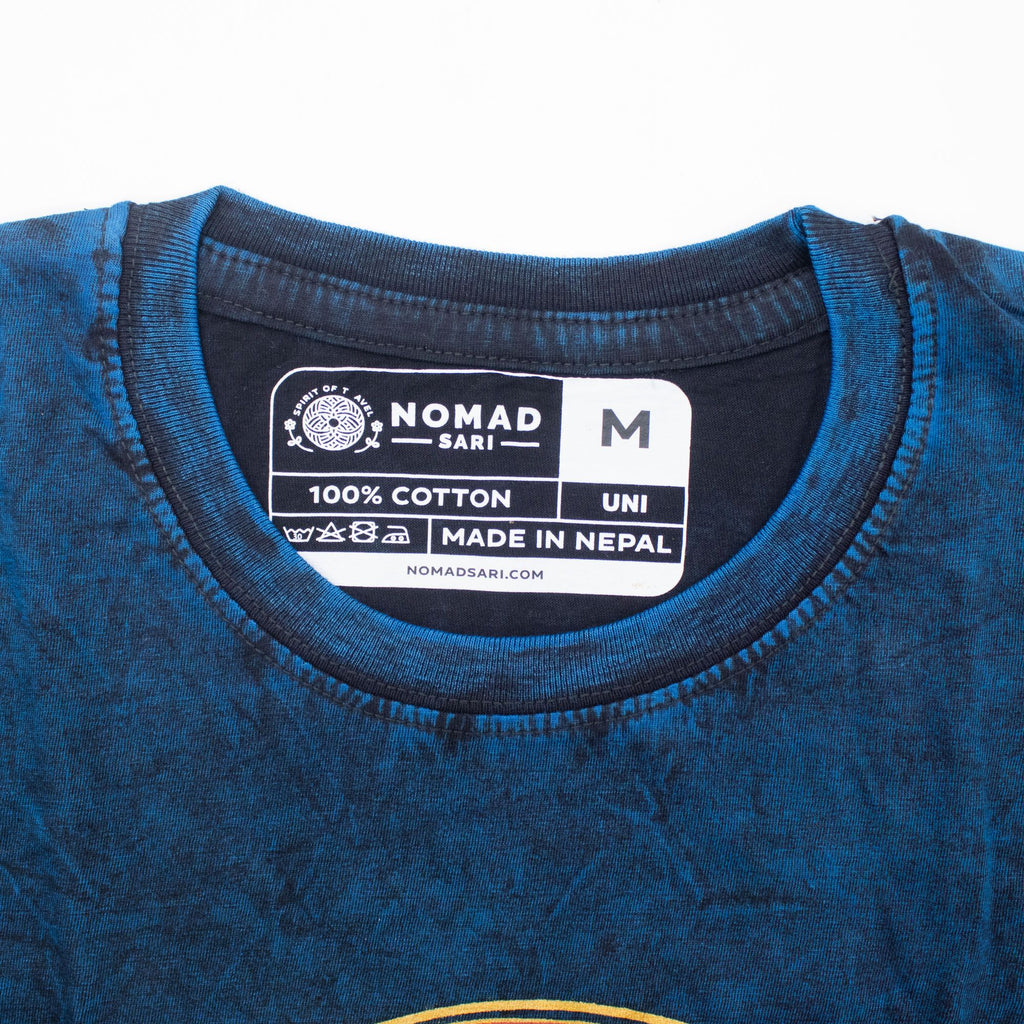 * T-Shirt en Coton Délavé Nomad Sari – Stay Wild Moon Child – Bleu – M