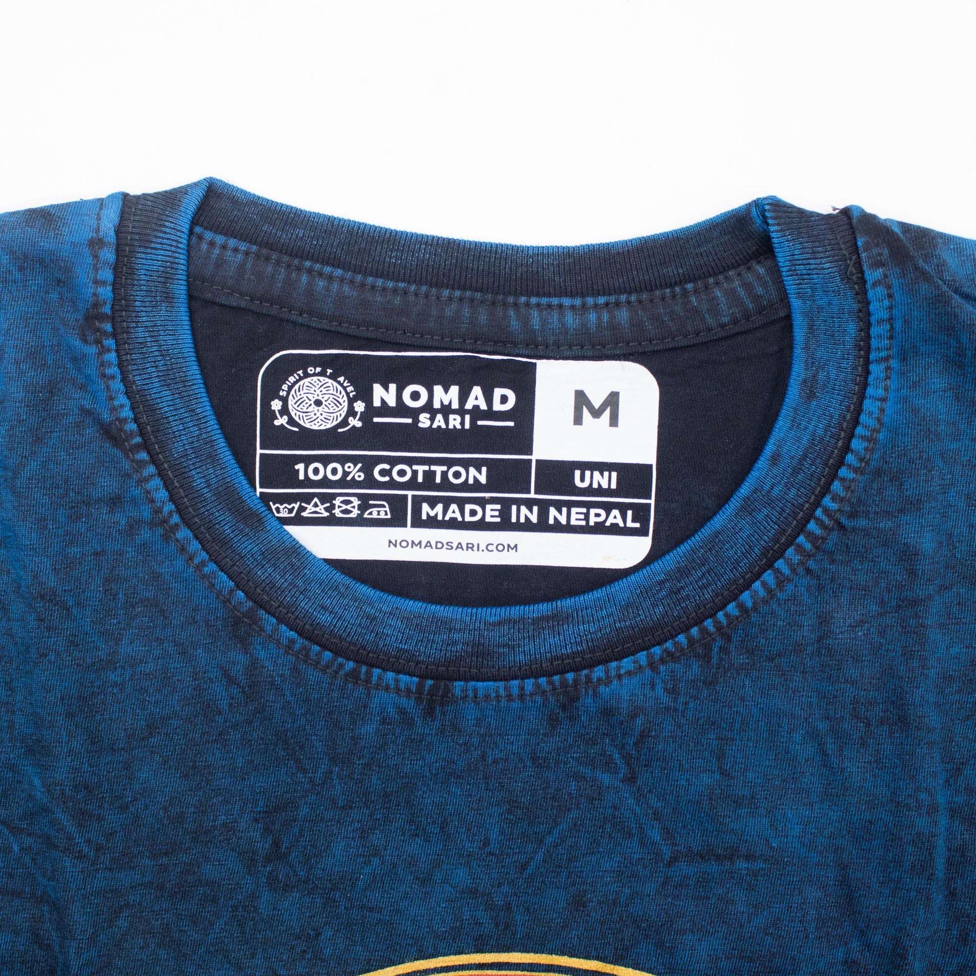 * T-Shirt en Coton Délavé Nomad Sari – Stay Wild Moon Child – Bleu – M