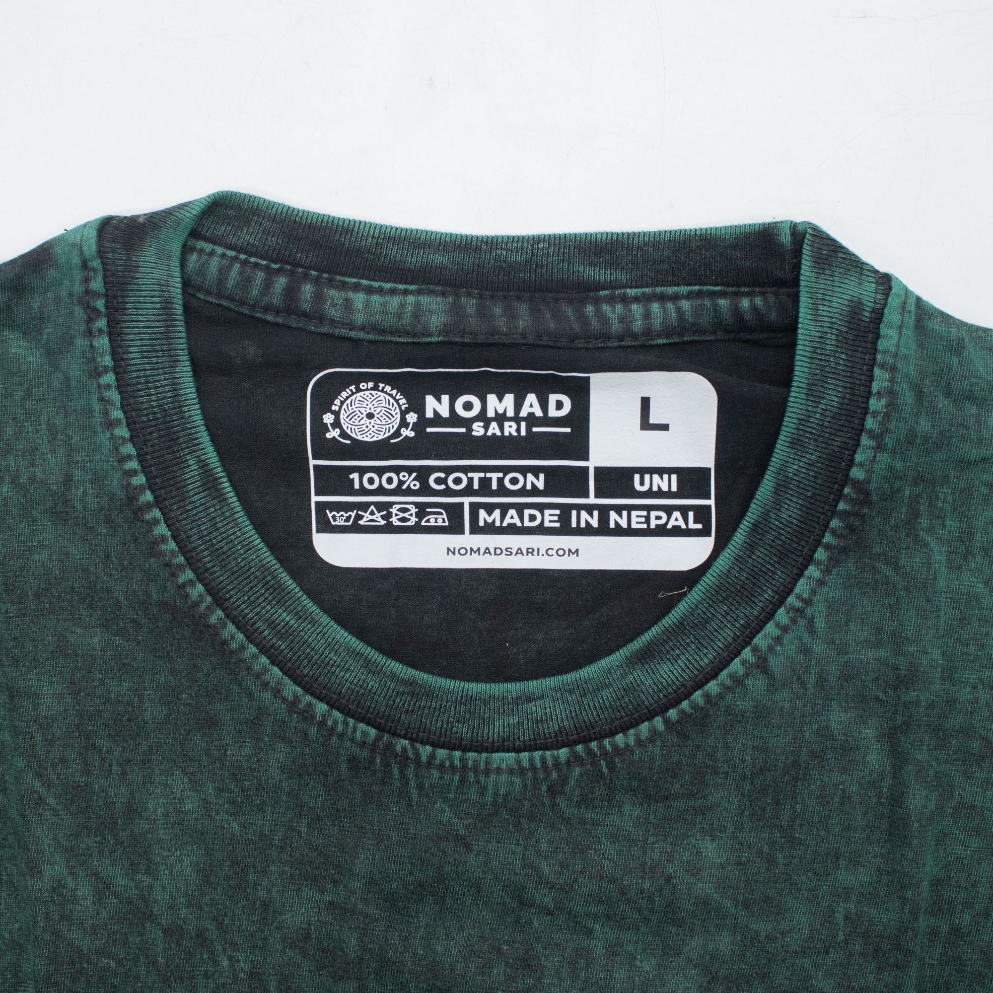 * T-Shirt en Coton Délavé Nomad Sari – Arbre de Vie – Vert – L