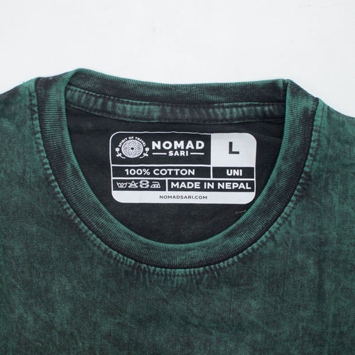 * T-Shirt en Coton Délavé Nomad Sari – Arbre de Vie – Vert – L