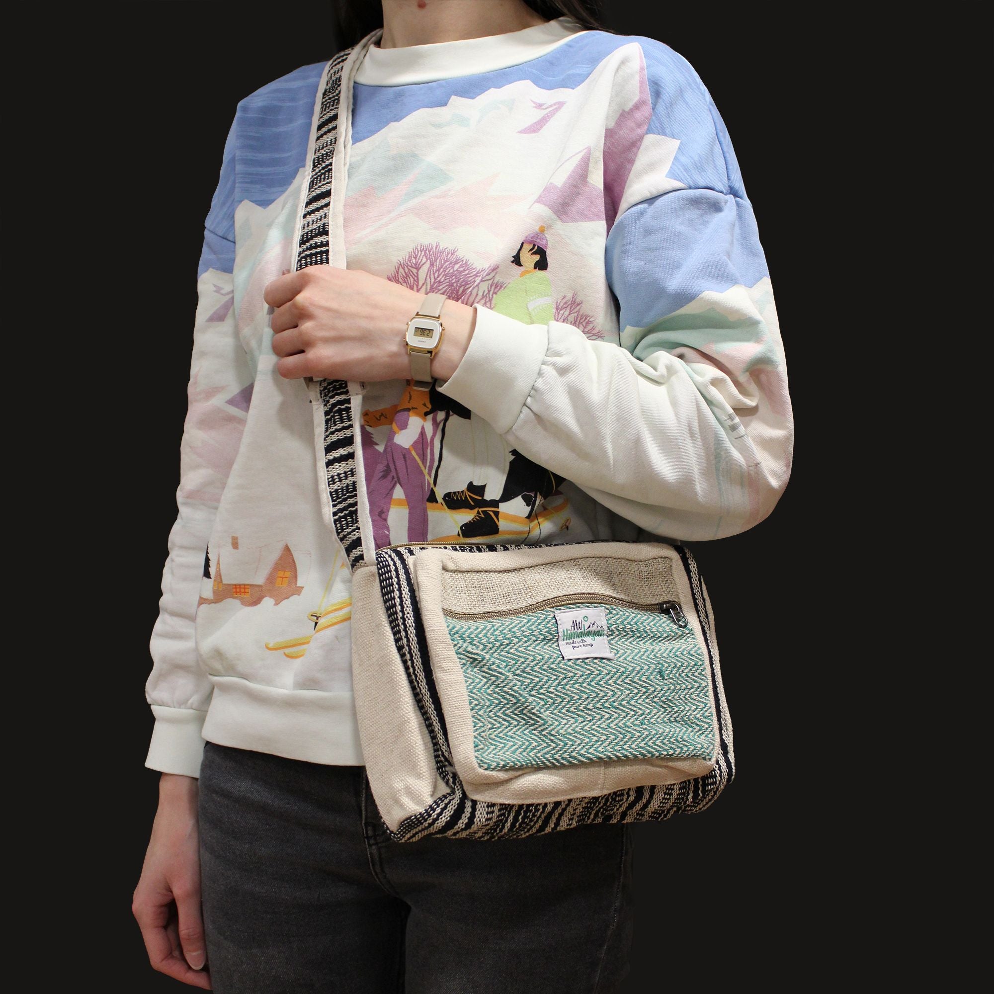 Sacoche Messenger en Chanvre et Coton – Fait Main à Katmandou | Artisanal Népal