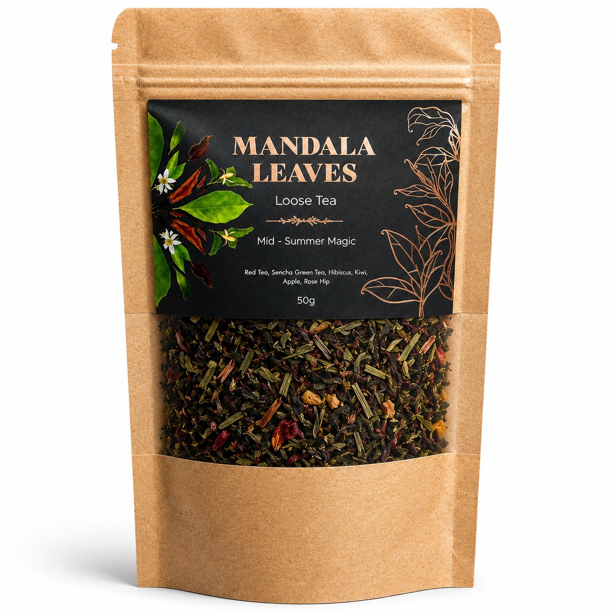 Magie de la Mi-Été 50g – Infusion Thé Rouge Vert Kiwi Fraise Hibiscus | Silhouette Été