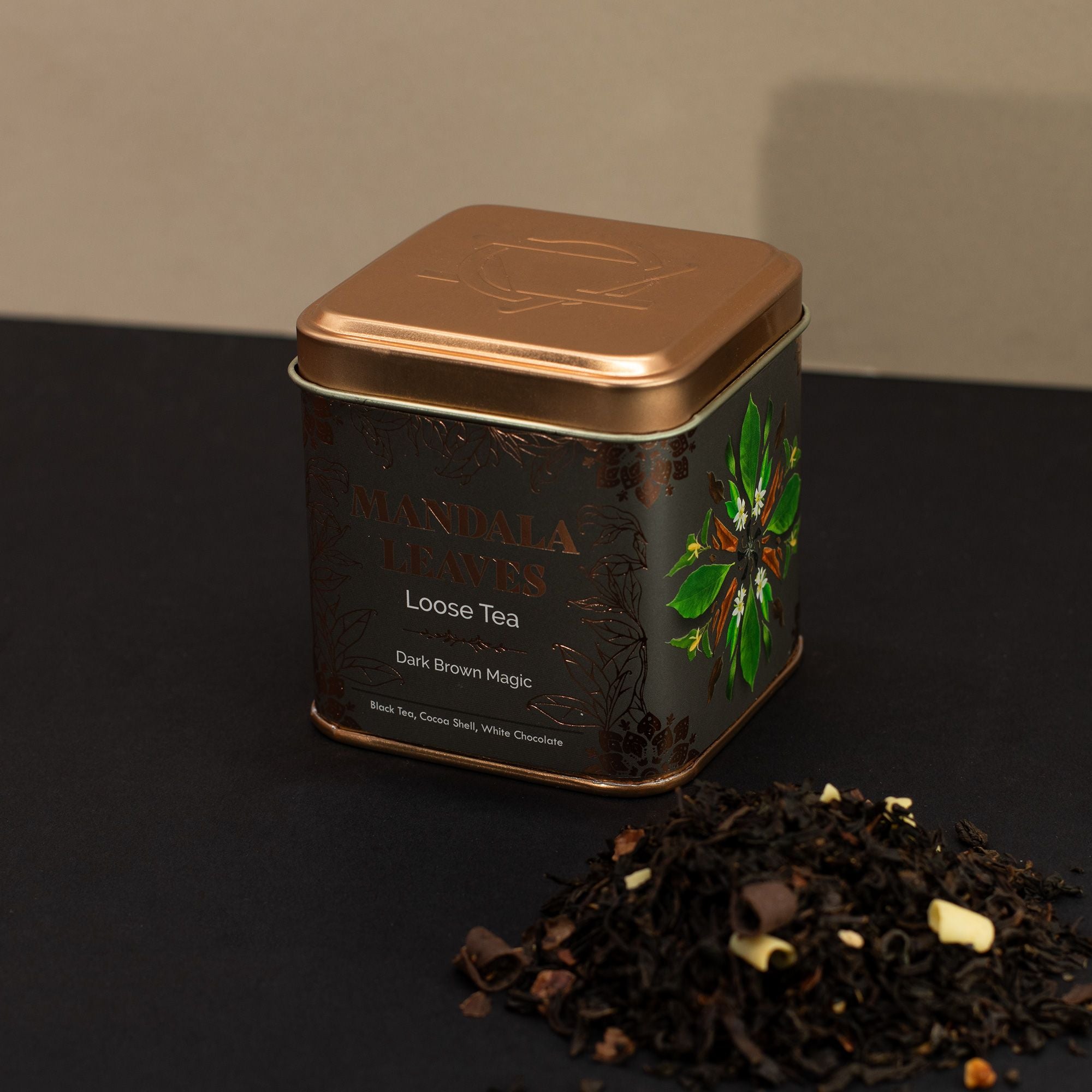 Thé Noir Dark Brown Magic 50g – Mélange Chocolat & Amande Artisanal | Boîte Métallique