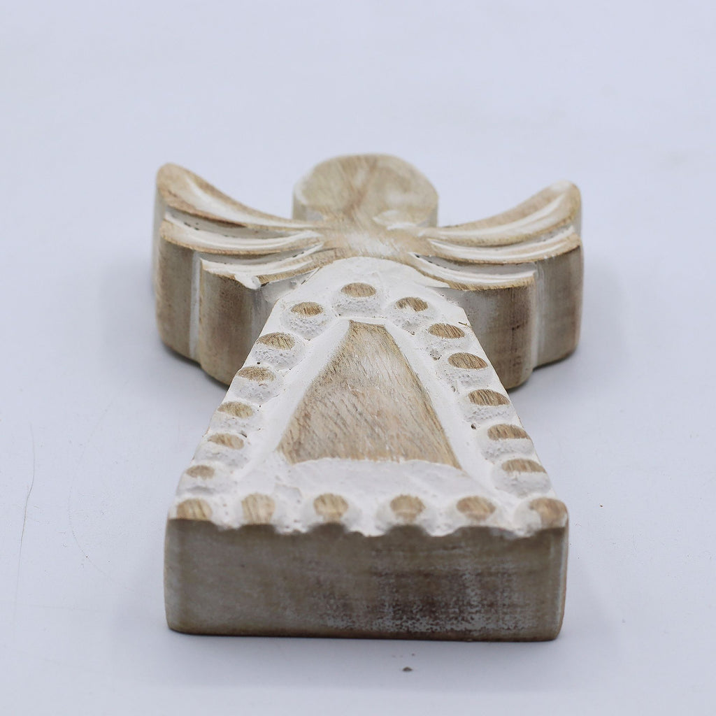 * Ange en bois de manguier – Finition blanchie
